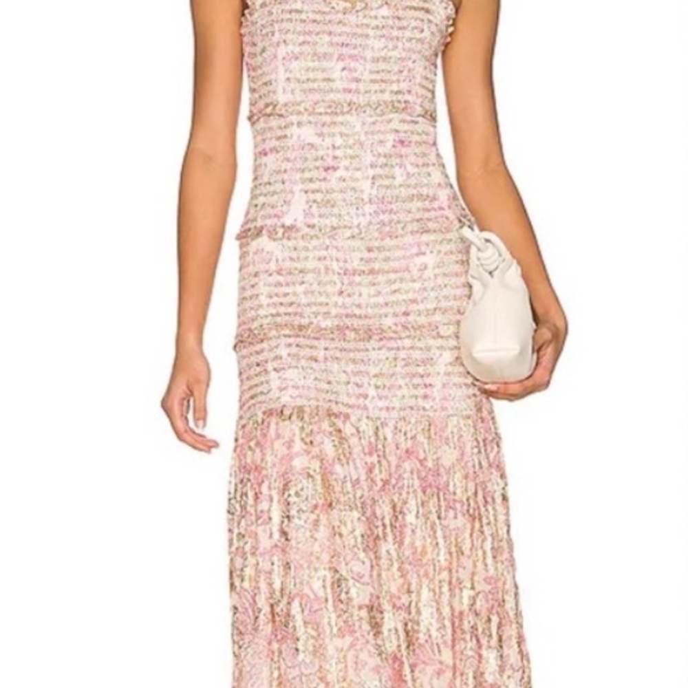 HEMANT & NANDITA Suki Dress in off white and crimson
